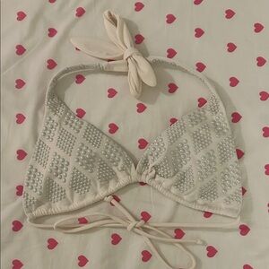 Elegant Cream Studded Bikini Top